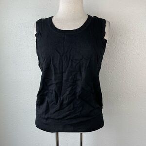 NWT Sharagano Womens Black Knit Rayon Blend Sweater Tank Size M